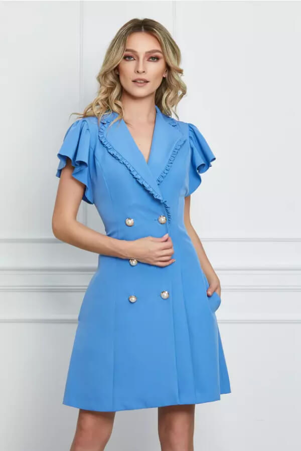 rochie eleganta dama tip sacou bleu