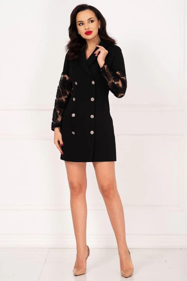 rochie sacou maneci tulle brodat rochie sacou maneci tulle brodat