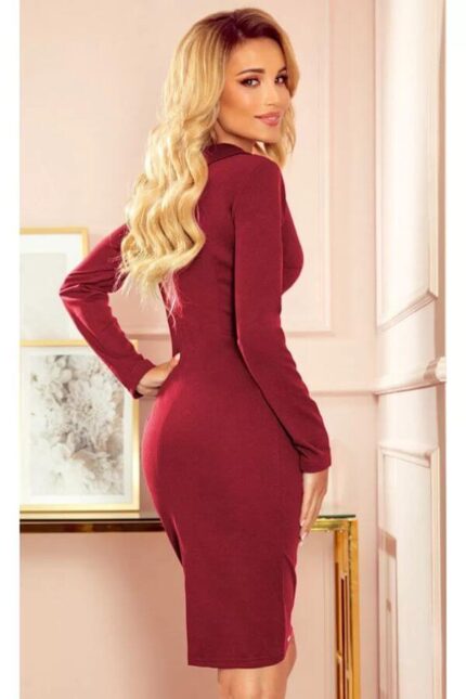 rochie de birou burgundy mulata cu revere