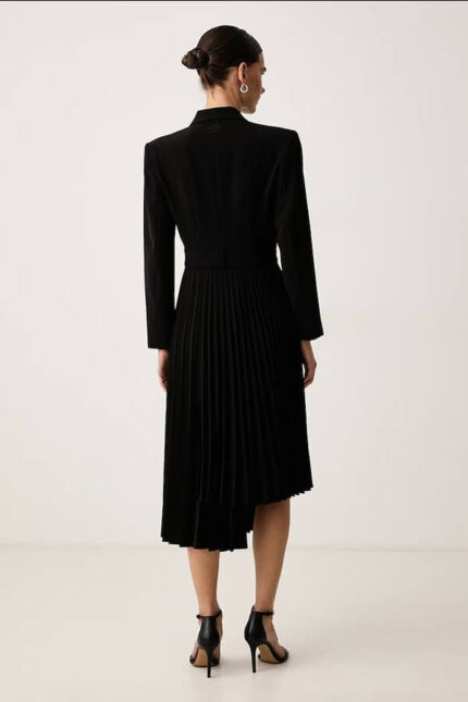rochie midi neagra plisata Karl Lagerfeld